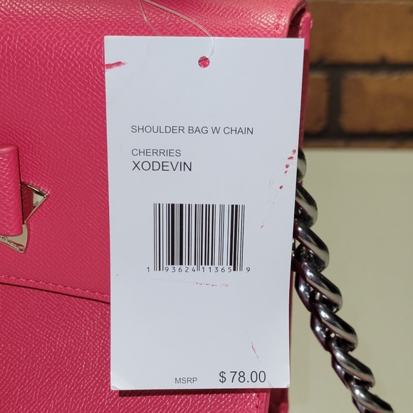 Betsey Johnson XO Devin Cherries Shoulder Bag with Chain Pink‎ NWT - Picture 6 of 12